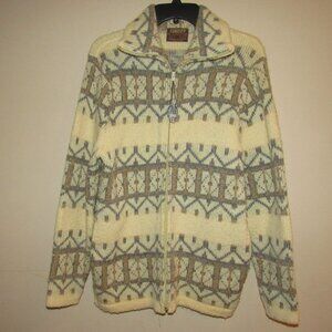 TUNDRA Vintage Inuit Eskimo Zip Cardigan Cowichan Sweater Adult M Wool Canada